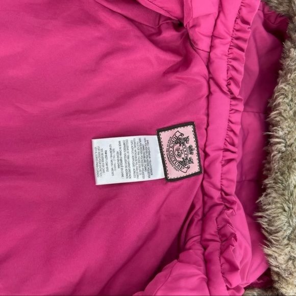 Juicy Couture Ruffle Bell Sleeve Puffer Jacket w/ Fur Hood - Pink | Girls 12M - Picture 6 of 9